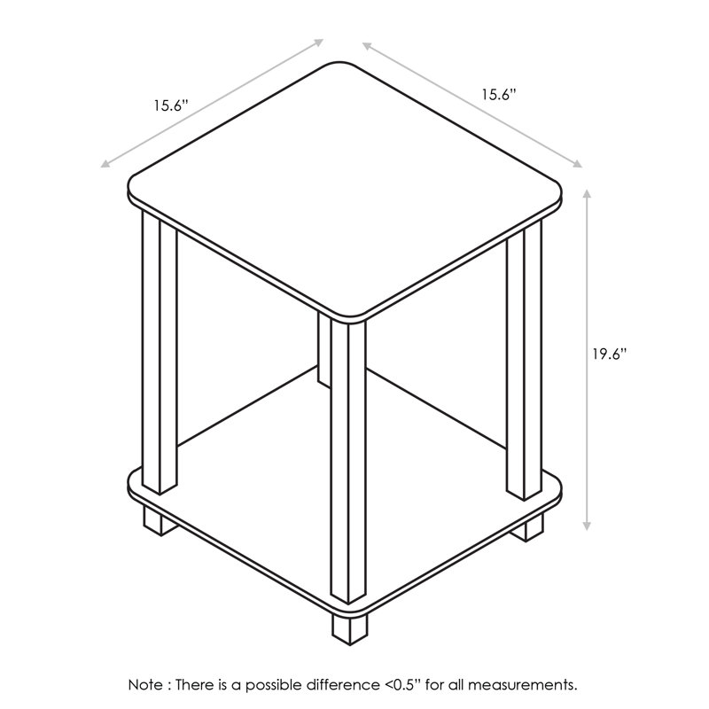 Almaraz Four Leg Square Side Table Set, Dark Walnut