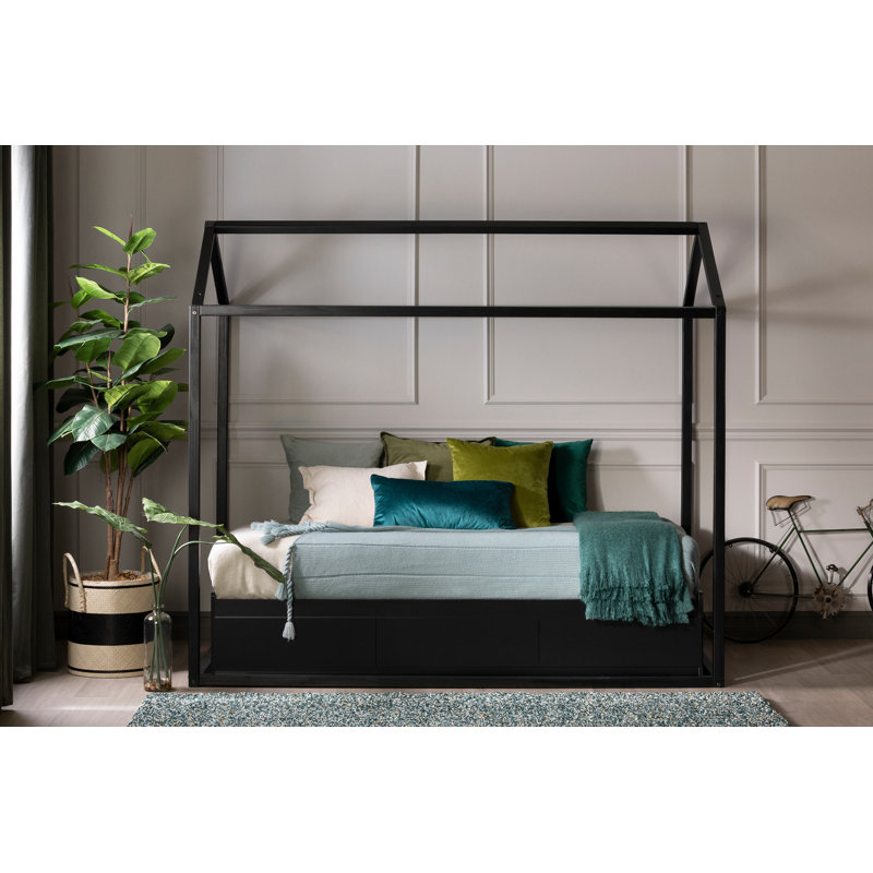 Lit simple maison en bois massif Sweedi, Noir