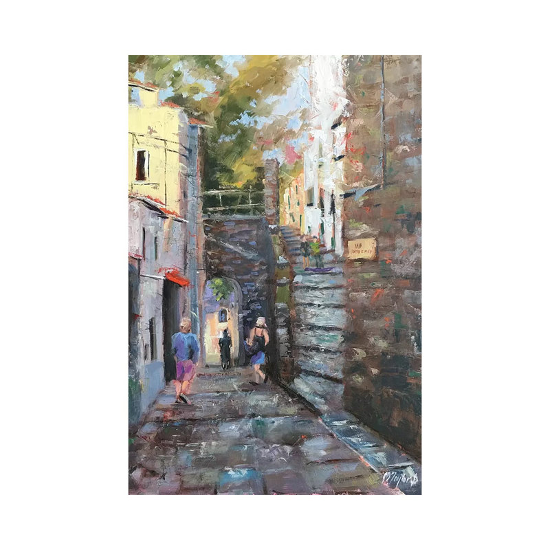 «The Walk to Sorrento» par Jennifer Stottle Taylor - peinture sur toile tendue, H 18 po x l 12 po x 1,5 po