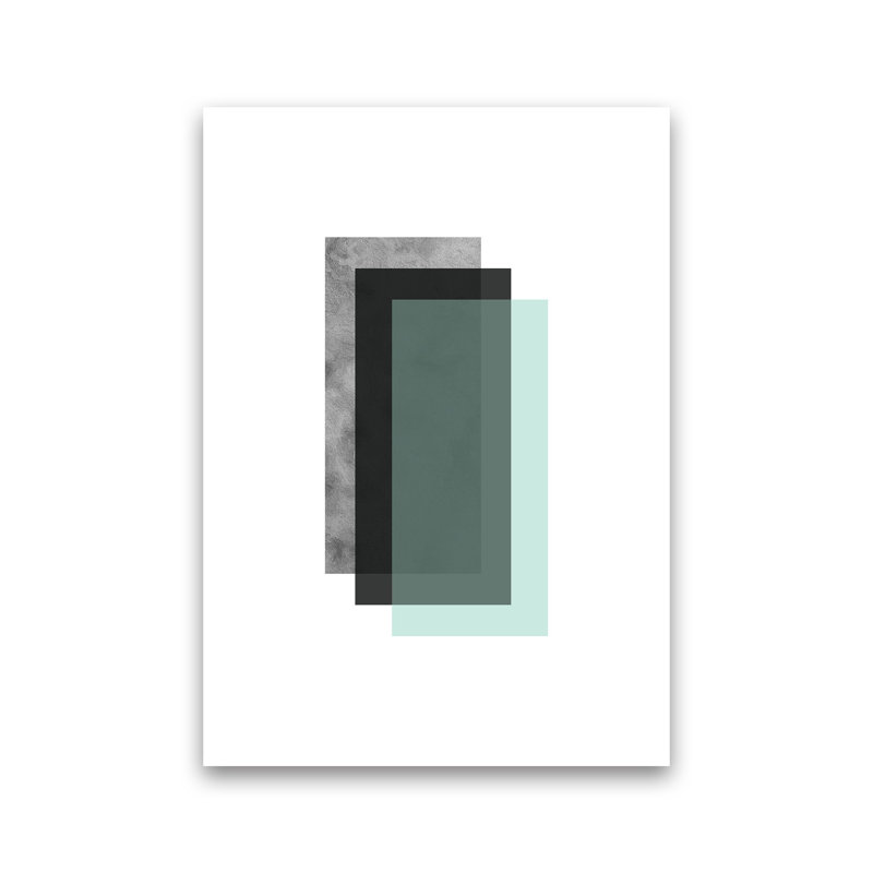 Geometric Mint And Black Rectangles by Pixy Paper - Print, Unframed, 42cm H x 29.7cm W x 1cm D