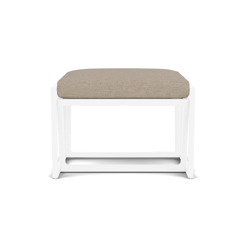 Summit Outdoor Ottoman, White, Demo Oatmeal