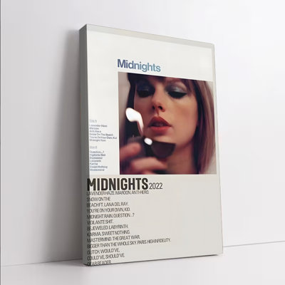 1 pièce, art mural, affiche encadrée, Midnights 2022, reproduction d'art pour les amateurs de musique, art mural avec des titres de chanson, lavande, brume, anti-héros, karma, décoration de chambre, cadeau pour les amoureux de Taylor Swift