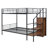 Black Full Metal Bunk Bed With Ladder & Wardrobe-1437147699-1437147701