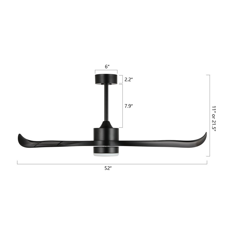 Popovich 52'' Ceiling Fan with LED Lights, Black