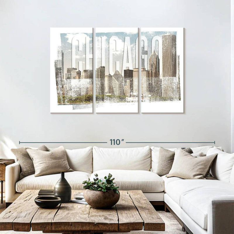 Silhouette d'horizon de Sirecc Chicago, H 48 po x l 74 po