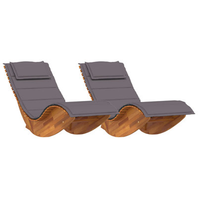 Chaise longue vidaXL avec coussin 2 personnes et 2 pièces en bois d'acacia massif brun