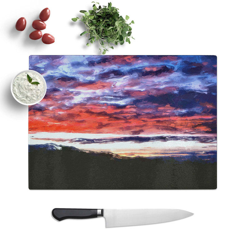 Glass Fire Sky Above The Mountain in Abstract Chopping Board, 39 cm W x 28.5 cm L