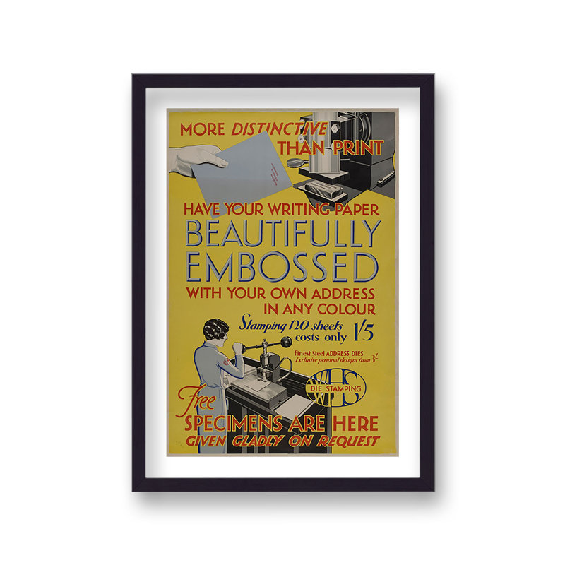 Vintage Beautifully Embossed Writing by Vouvart - Single Picture Frame Print