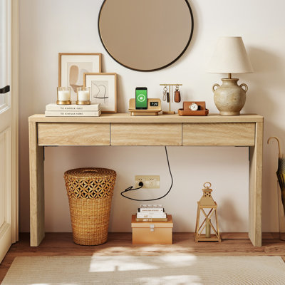 59.06'' Wood Console Table with Charging Station