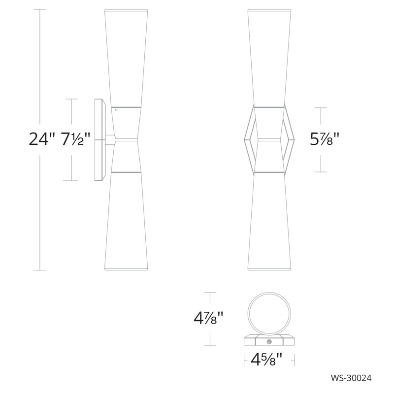 2 - Light LED Dimmable Armed Sconce, Aged Brass, 24" H x 4.6" W x 4.88" D