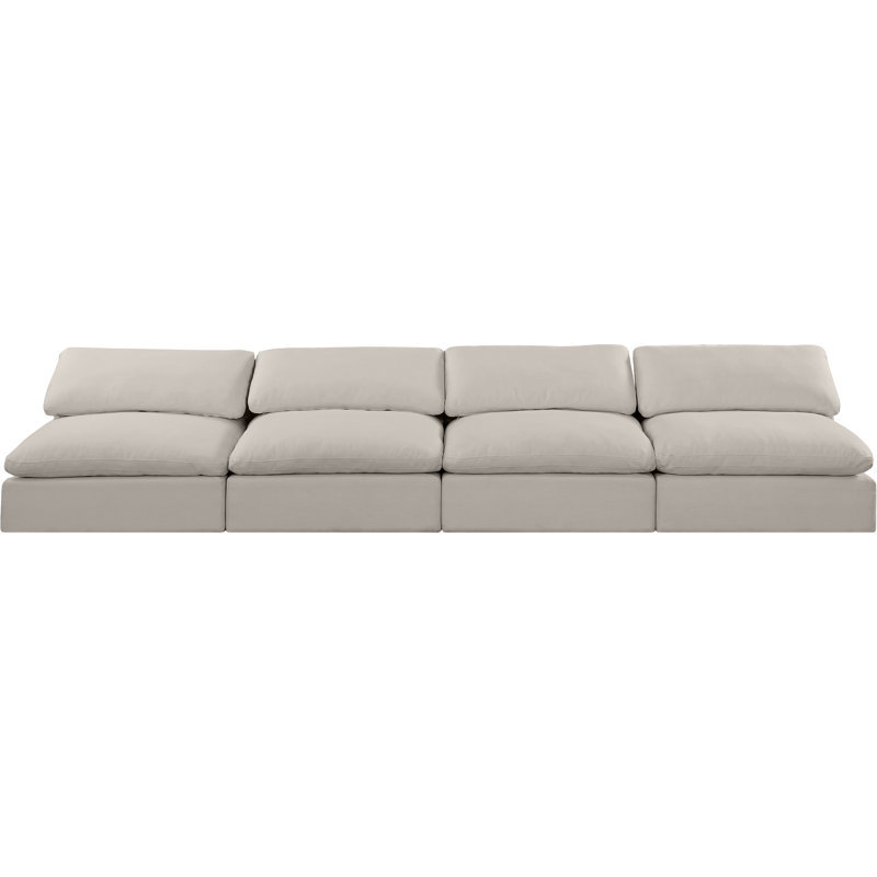 Hirvin 156'' Upholstered Sofa, Beige Linen Textured Fabric