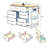 Kitchen Island with 6 Drawers, Pull Out Trash Can Storage, Rolling Kitchen Cart with 5 Wheels, Drop Leaf, Power Outlet & 5 Open Side Racks for Kitchen & Dining Room, Black-1035067368
