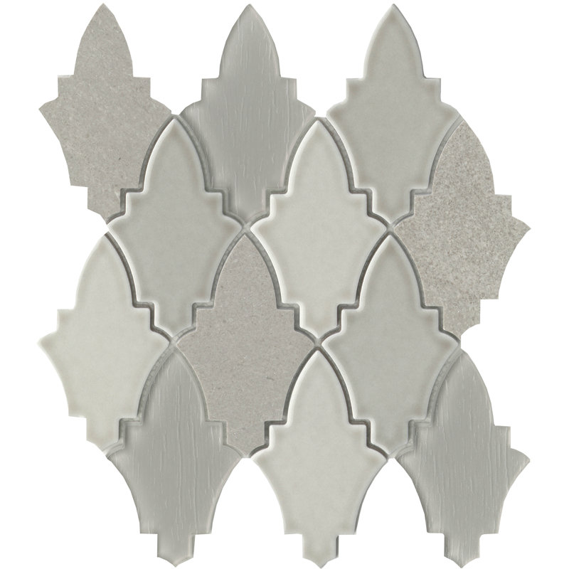 Fleur Viole 11 in. x 12 in. Polished Glass Wall Tile (7.38 sq. ft./Case), Fleur Roza