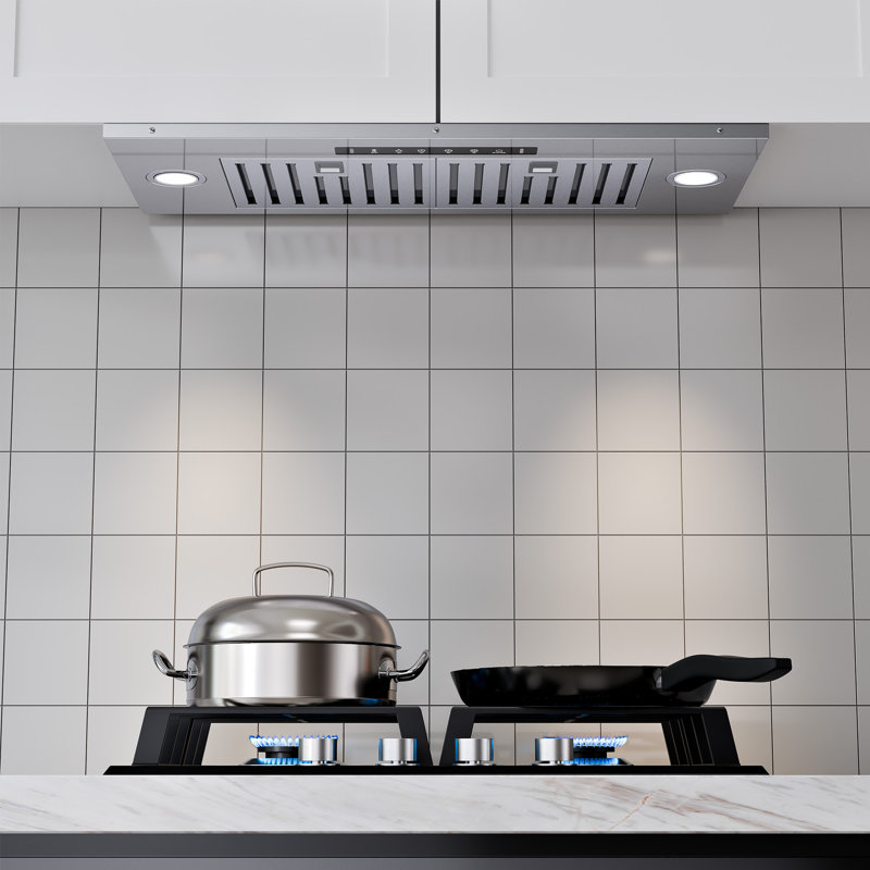  500CFM Convertible Insert Range Hood with LED Lights and Gesture Control, Stainless Steel