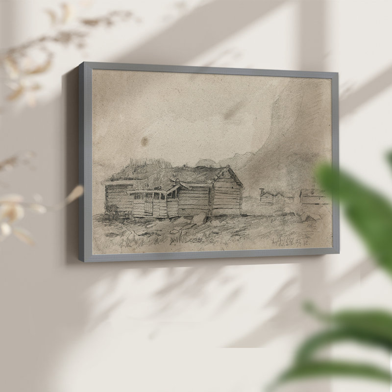 Œuvre de croquis rétro - LV III - Reproduction encadrée - Restickable, H 11 po x l 14 po, Gris