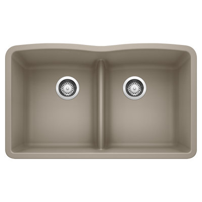 Diamond SILGRANIT 32" 50/50 Double Bowl Undermount Kitchen Sink with Low Divide