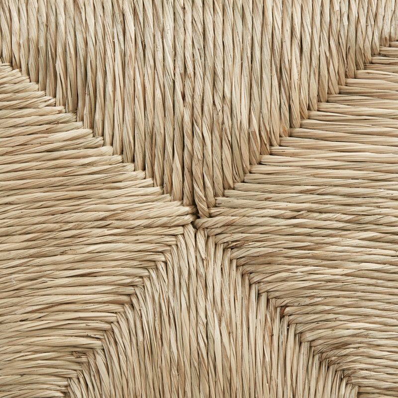 Solid Wood Farmhouse Style Bar Stool With Handwoven Rope Seat, Beige
