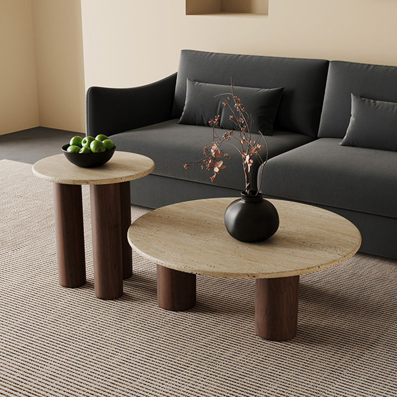 Ensemble de tables basses rondes de style français, 13.8" H x 39.4" L x 39.4" W