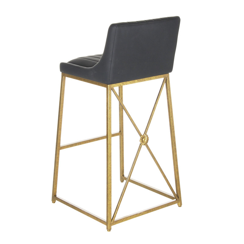 Medallion Stool, Bar Stool (30'' Seat Height), Royal Gold, Black