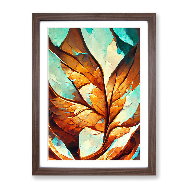 Leaf - Framed Print, 34cm H x 25cm W x 2cm D, Walnut