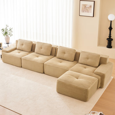 Canapé modulaire en velours côtelé de luxe - éponge 32D, résistant à l'abrasion et sans fatigue
