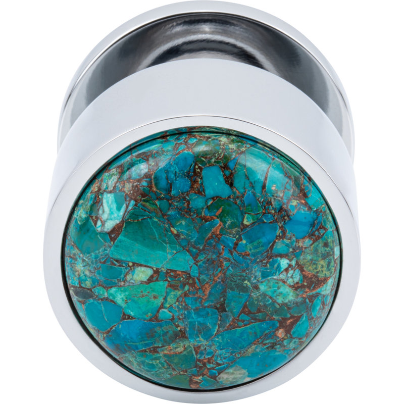 Firesky Diameter Knob, Polished Chrome, Mohave Turquoise, 1 3/8"