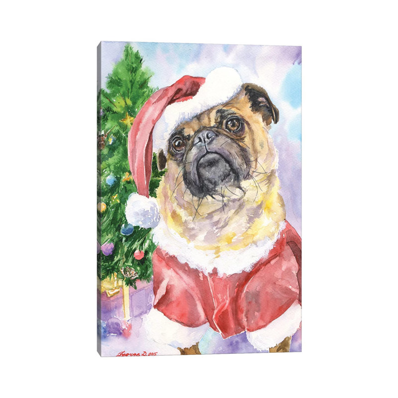 Christmas Pug by George Dyachenko - Wrapped Canvas Gallery-Wrapped Canvas Giclée, 101.6 cm H x 66.04 cm W x 1.91 cm D