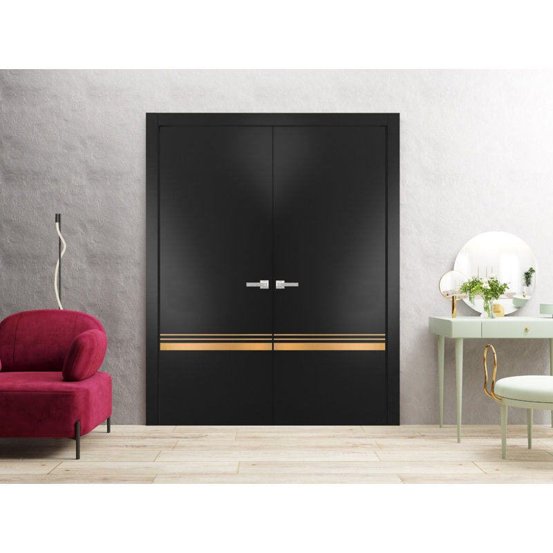 Porte de grange à panneaux en bois, Noir mat, 24 po x 84 po