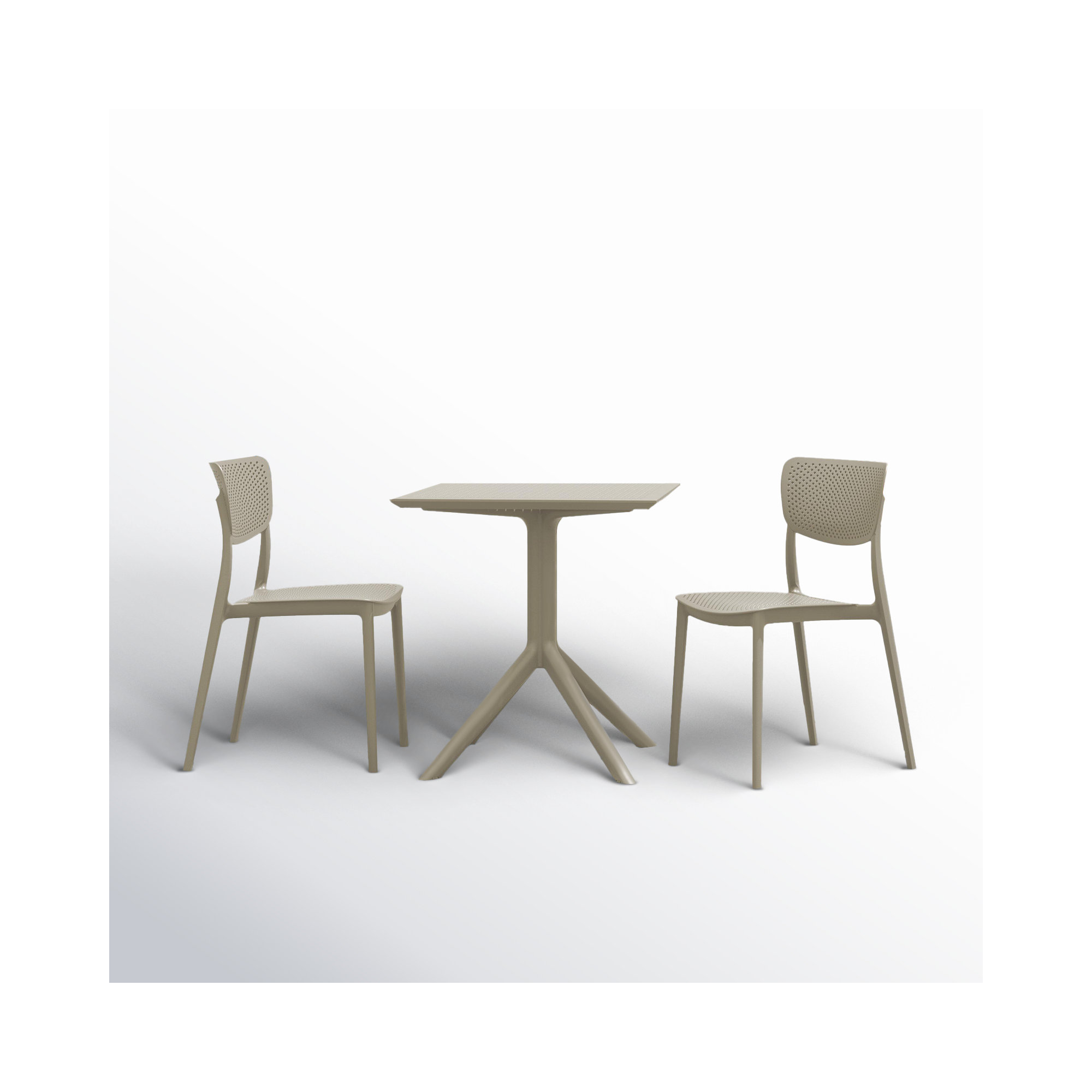 Farrah 31" Square 2-Person Bistro Set, Taupe, 23.6" D x 23.6" W x 29.5" H