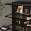 Vitrine noire vitrée à 4 portes avec éclairage DEL et tablettes réglables