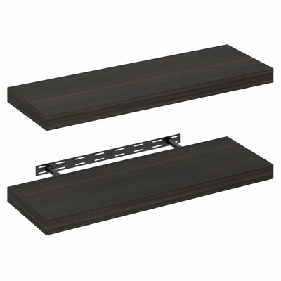Floating Shelves for Wall Set of 2, 12 x 35 Wall Shelf, Wall Mounted Floating Shelf with Invisible Bracket, 2-in Thick Shelf, for Bathroom, Living Room, Bedroom, Home Office, Tobacco Oak