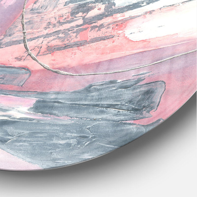Durty Shabby Pink Blush I - reproduction d'art sur cercle en métal, H 23 po x l 23 po