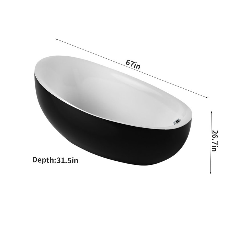67'' x 31.5'' Bathtub, Black