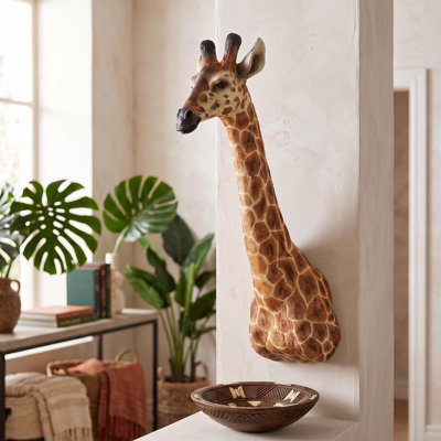 Giraffe African Wall Trophies Sculpture