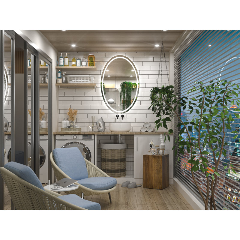 Miroir de salle de bain ovale Adorna, H 24 po x l 36 po