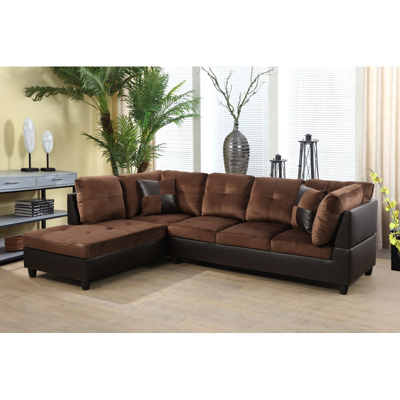 Larelle 103.5" Wide  Sofa & Chaise, Left Hand Facing, Beige Microfiber/Microsuede