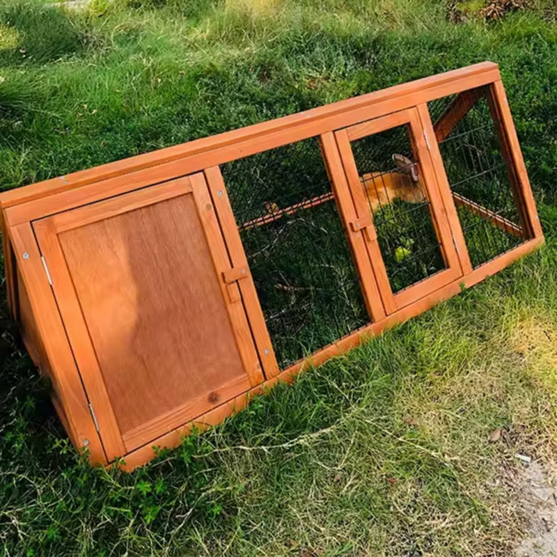 Poulailler en bois avec couloir, poulailler portatif avec 2 portes, poulaillers en bois à structure en A avec fil de ventilation, caille, cachette pour petits animaux, rouge