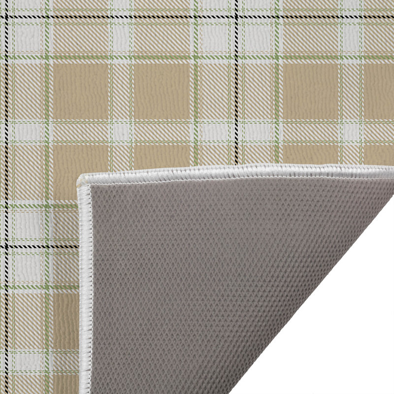 Tapis de toilette rectangulaire antidérapant absorbant Billy Tartan, 34" W x 21" L, Tan