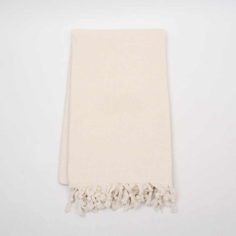 Serviettes en coton turc à motif de losanges - peshtemal et peshkir, séchage rapide et douceur, Naturel
