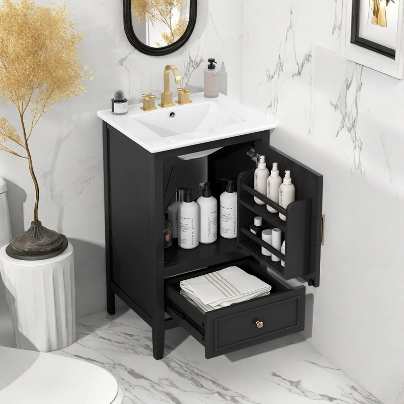 20" Bathroom Vanity With Sink, Bathroom Cabinet With A Door