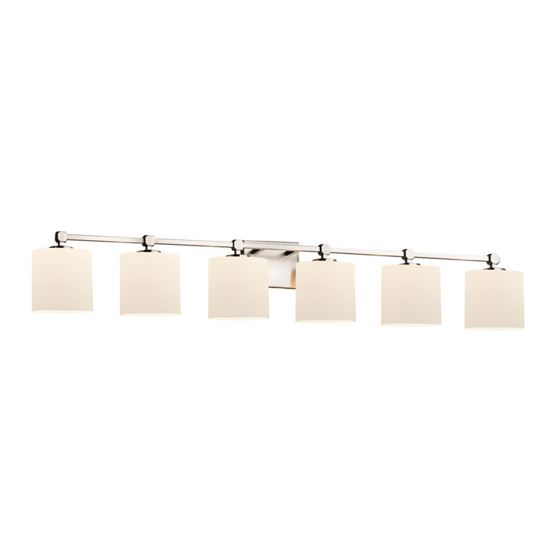 Éclairage de salle de bain à intensité variable à 6 lumières Casson, Nickel brossé, Opale