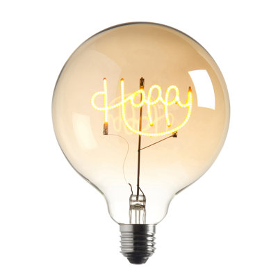 2W E27 ES G125 Amber Globe LED Non-Dimmable Bulb - 130lm 2000K Warm White