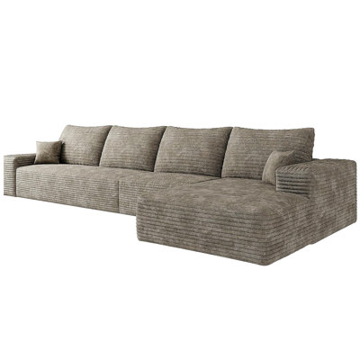 Canapé modulaire en forme de L de 135 po avec méridienne en forme de L, canapé modulaire moderne avec siège profond, fauteuils rembourrés pour la chambre à coucher du salon, aucun assemblage requis, chameau (tissu de velours côtelé moelleux)