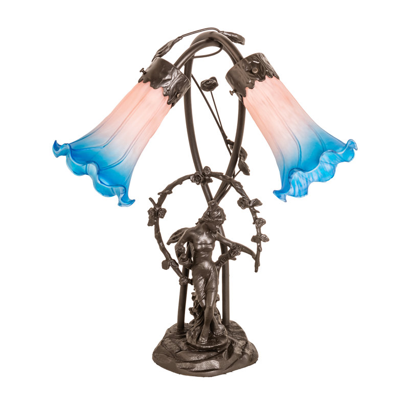 Lampe d'appoint 17 "High Lily Pond, Rose / Bleu
