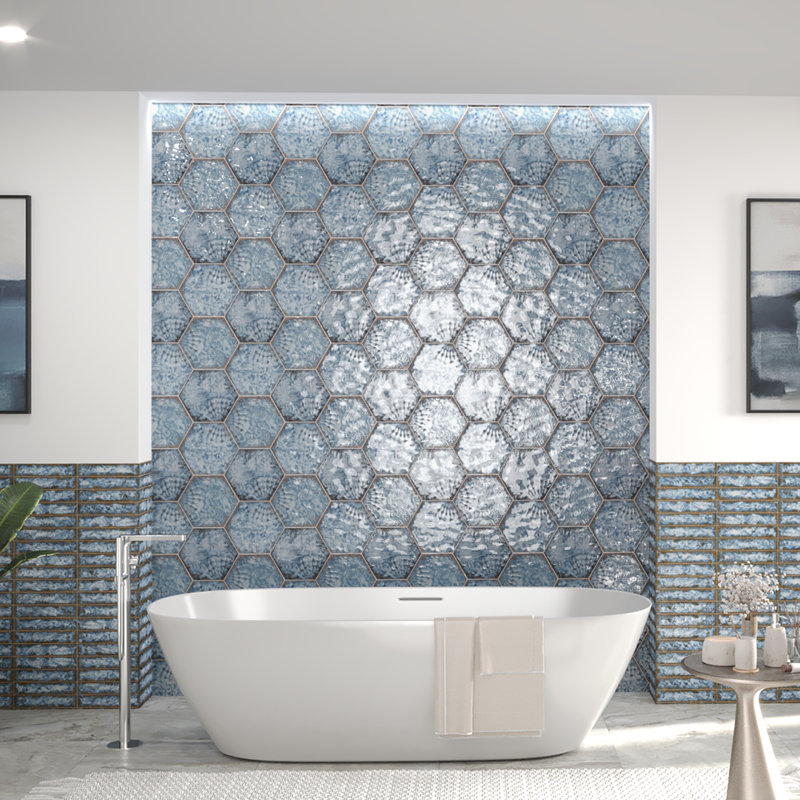 Gaudi Lux Hex 9" x 10" Porcelain Patterned Wall & Floor Tile, Marina