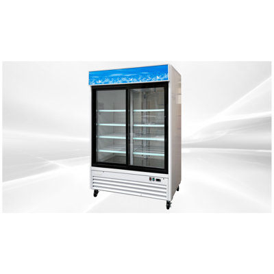 54 in. W 45 cu. ft. Two Door Commercial Display 2- Glass Slide Door Refrigerator in White