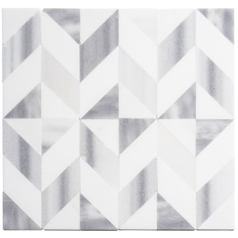 Livmor 2" x 3" Natural Stone Chevron Pattern Mosaic Floor & Wall Tile, Dora