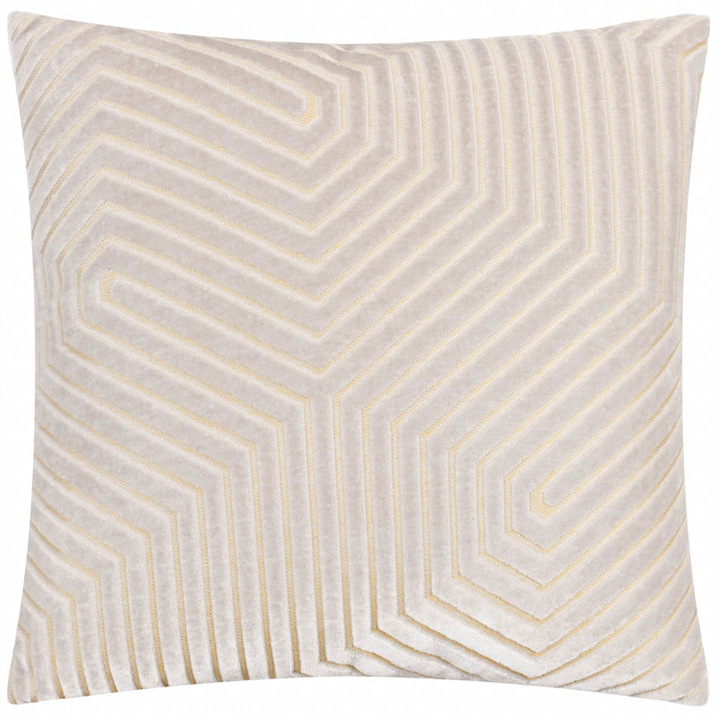 Evoke Geometric Square Cushion, Pillow Cover Only - No Insert, Square 45cm, Ivory