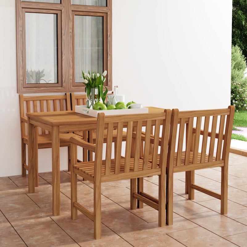 Melida 4 - Person Teak Patio Dining Set with Rectangular Table