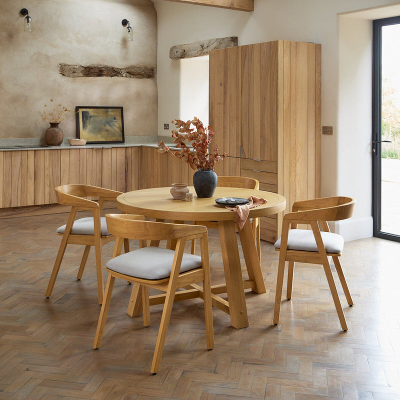 Round Solid Wood Dining Table, Brown